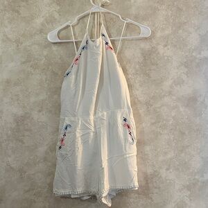 Candie's White Embroidered Halter Jumpsuit